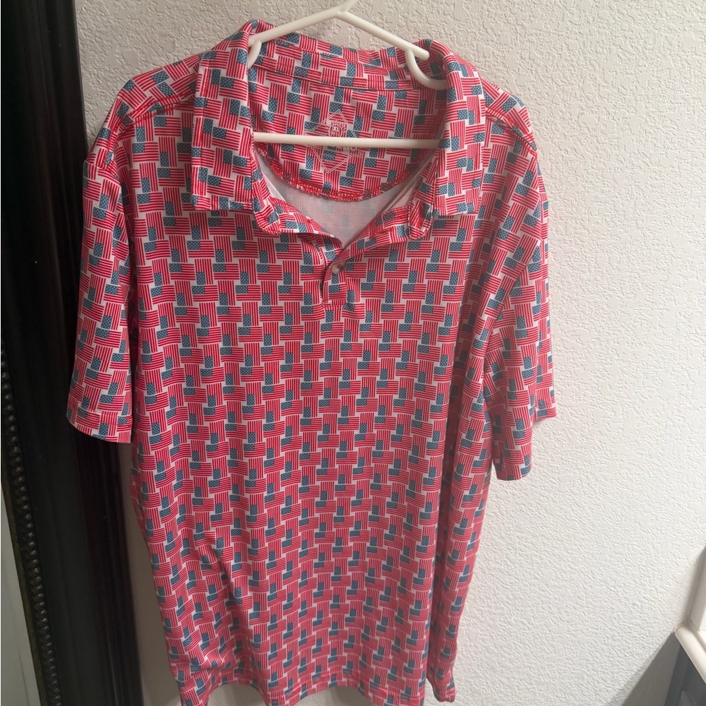 Boys Burlebo Short Sleeve Polo - USA flag pattern